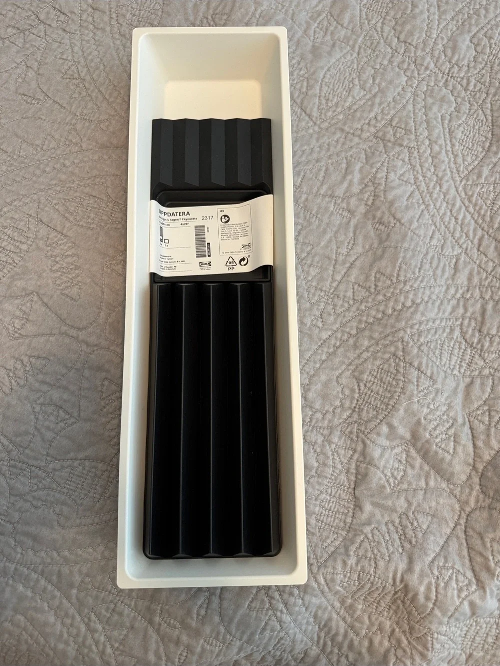 IKEA White Drawer Tray with Black Removable Utensil Insert